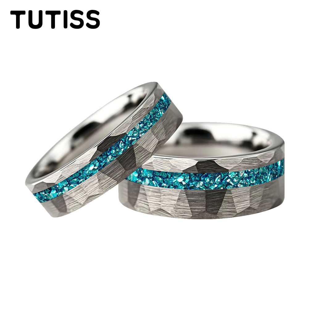 Wedding Zone - TUTISS 6/8mm Hammered Offset Groove Inlaid