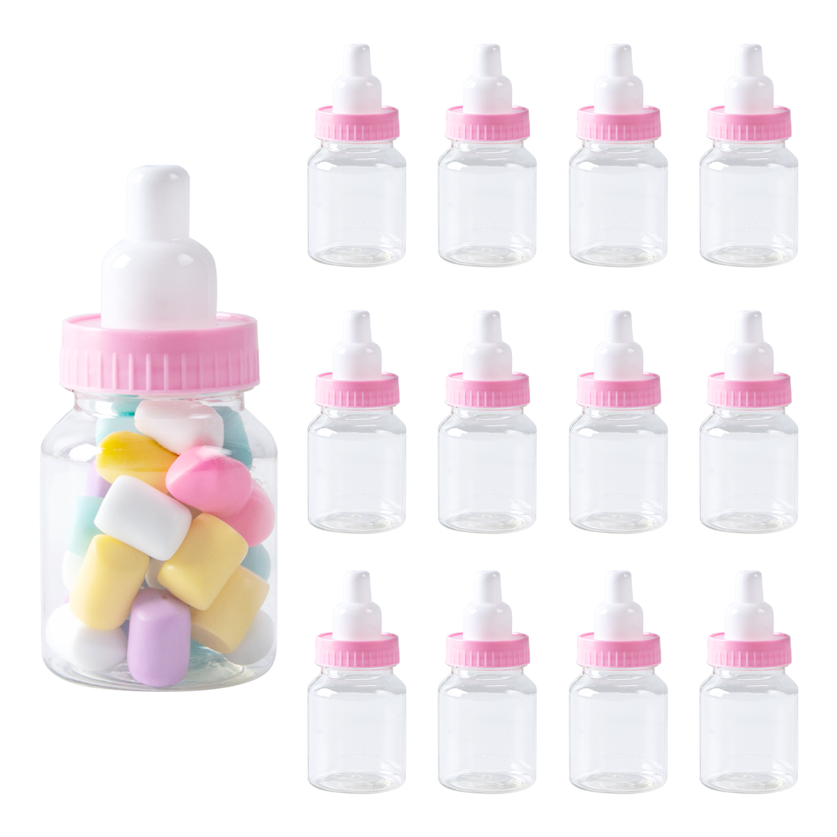 Wedding Supply List - 12/24Pcs Baby Shower Bottle Blue Pink