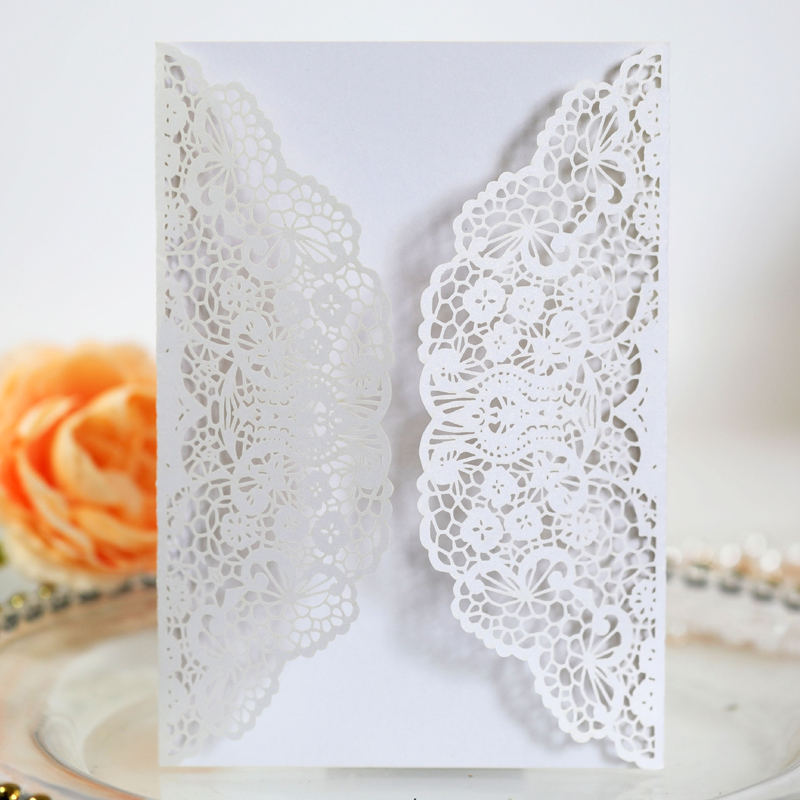 50pcs/lot White Laser Cut Wedd - đánh giá và giá Wedding Supply Business