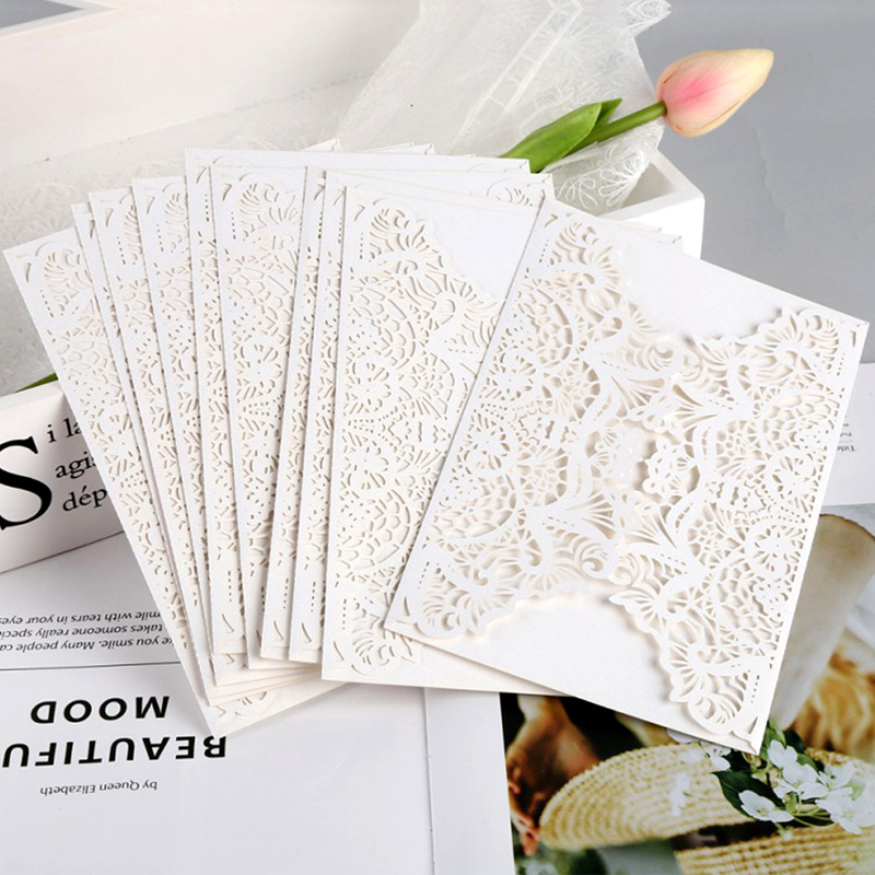 50pcs/lot White Laser Cut Wedd - đánh giá và giá Wedding Supply Business
