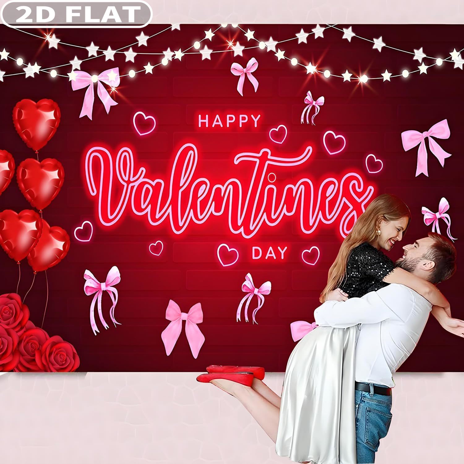 2D FLAT 1pc Happy Valentine's  - đánh giá và giá Photo Booth Prop