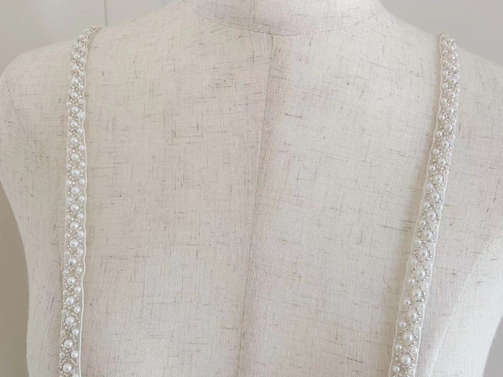 Top Quality Off White Pearl Be - đánh giá và giá Bridal Sash Ribbon