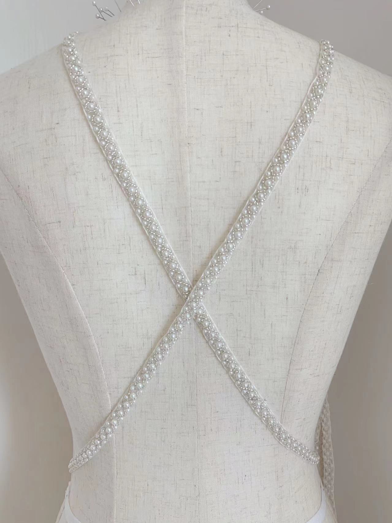 Top Quality Off White Pearl Be - đánh giá và giá Bridal Sash Ribbon