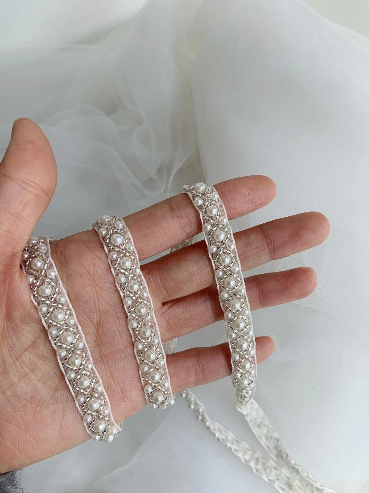 Top Quality Off White Pearl Be - đánh giá và giá Bridal Sash Ribbon