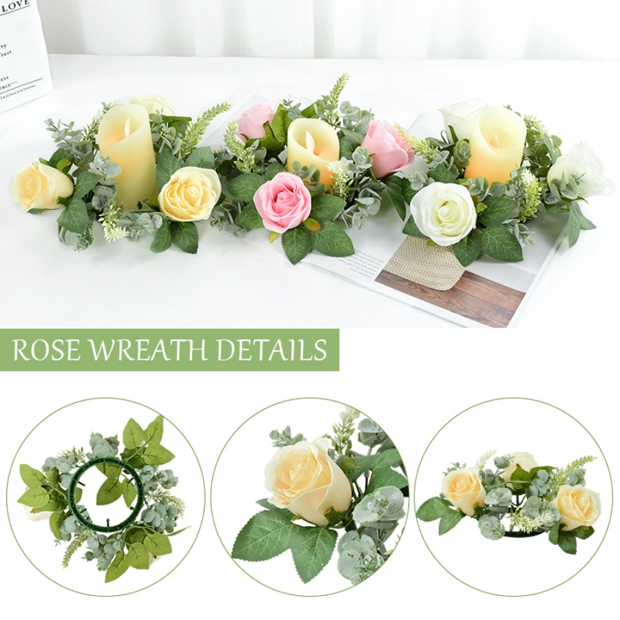 Artificial Rose Wreath Shaped  - đánh giá và giá Unity Candle Set